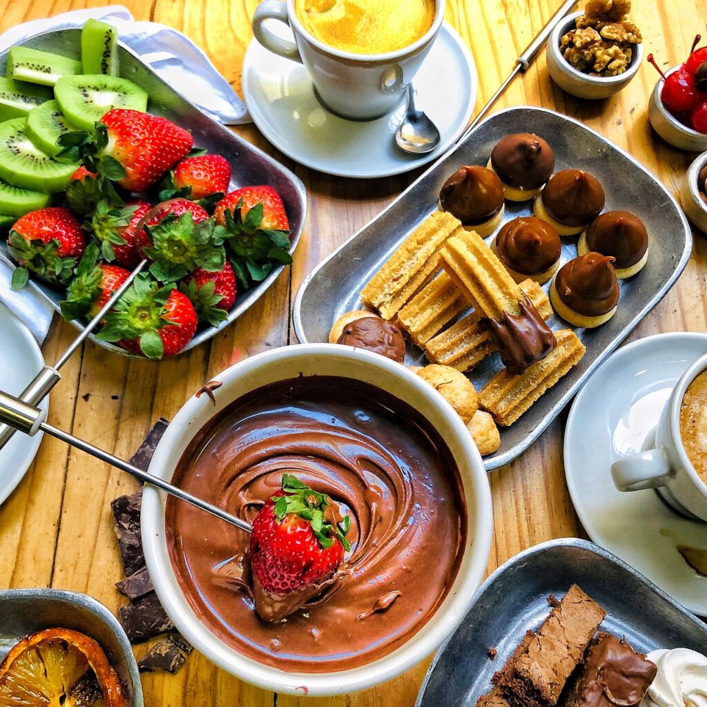 fonduta di cioccolato, festa di Natale, amici